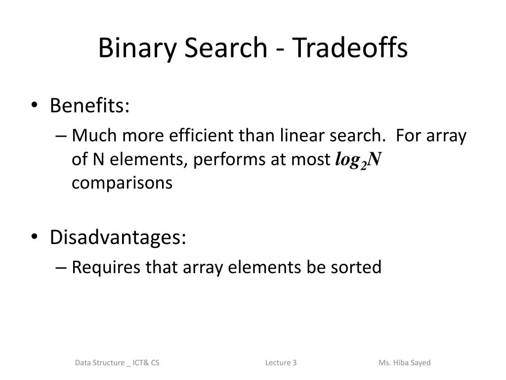 binary search tradeoffs