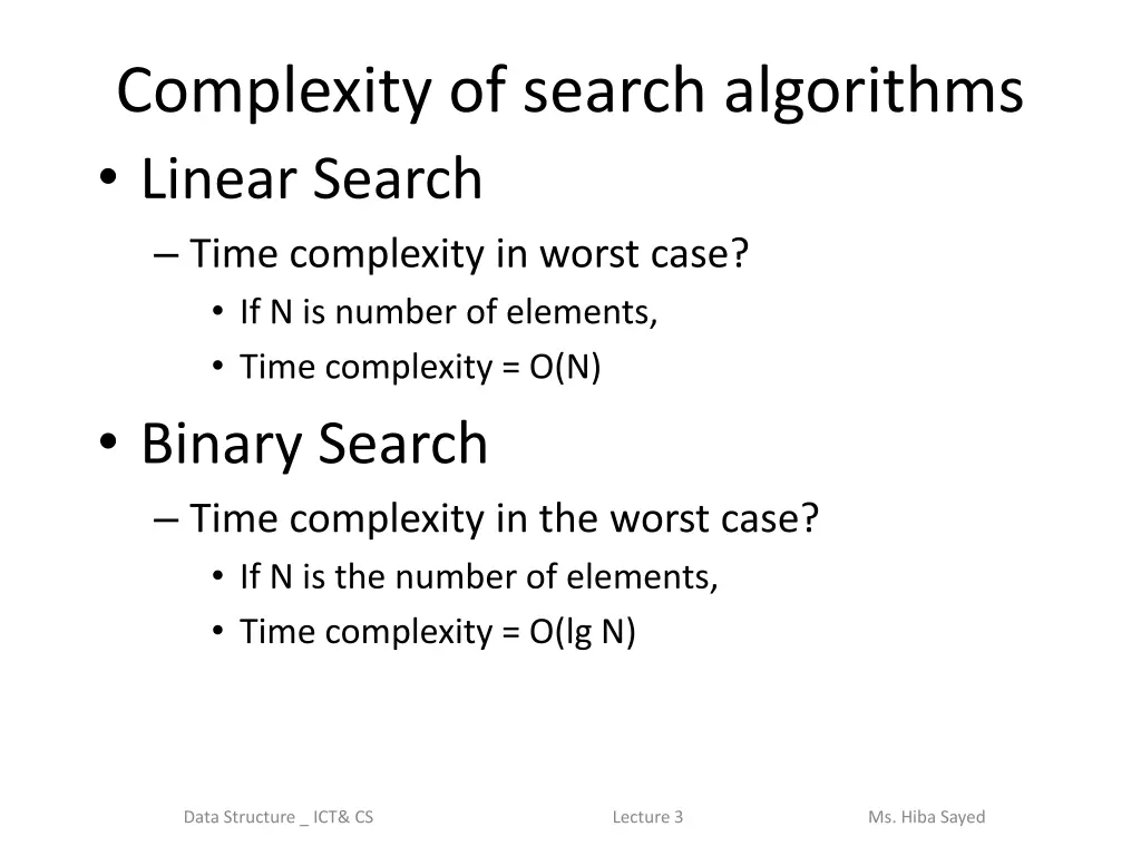 complexity of search algorithms