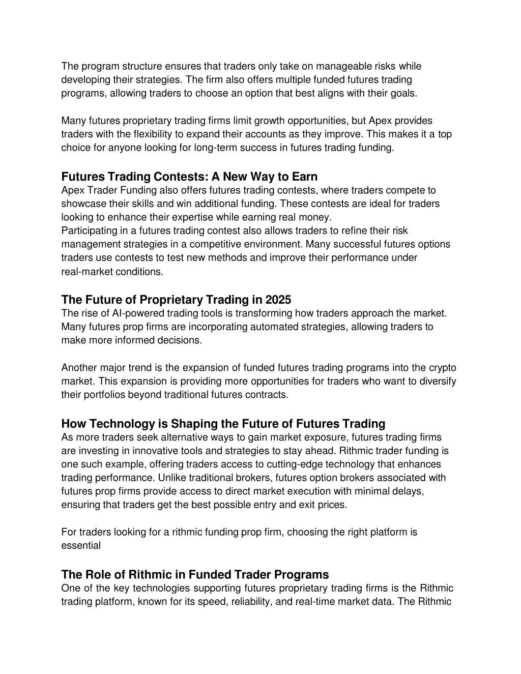 the program structure ensures that traders only