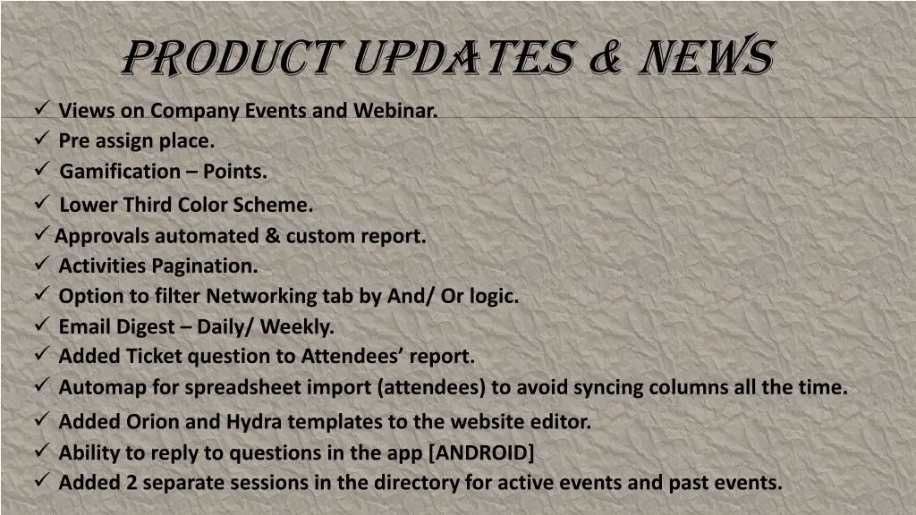 product updates news views on company events
