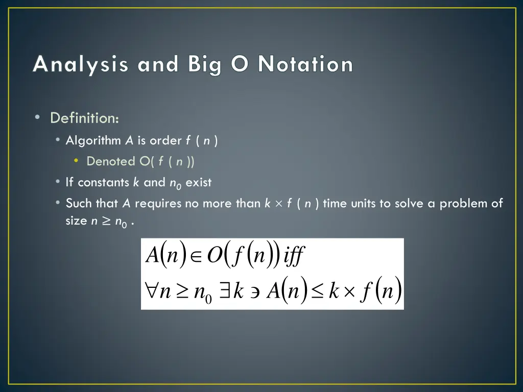 analysis and big o notation
