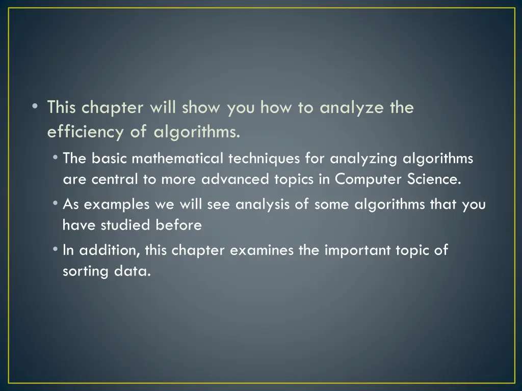 this chapter will show you how to analyze