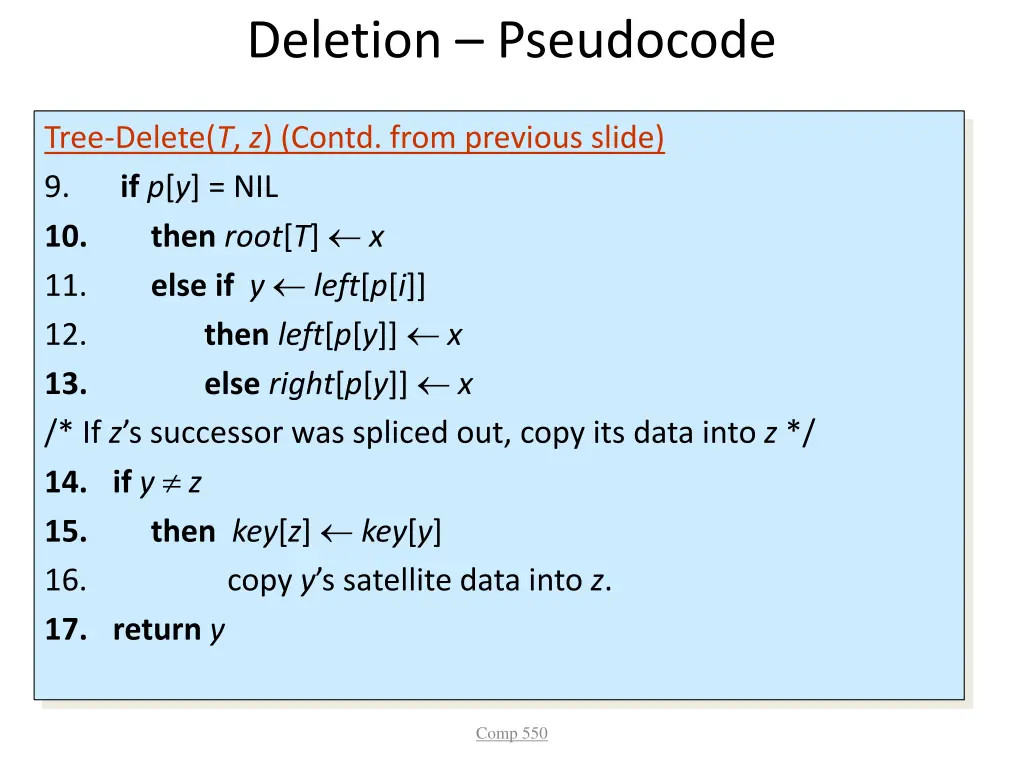 deletion pseudocode
