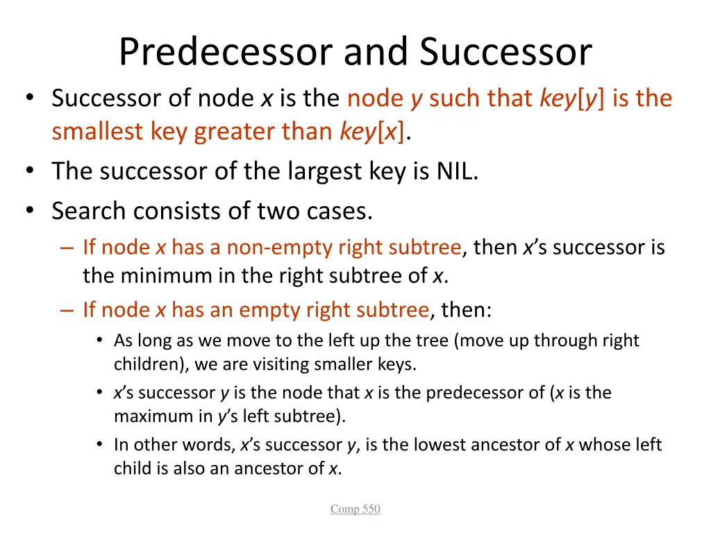 predecessor and successor successor of node