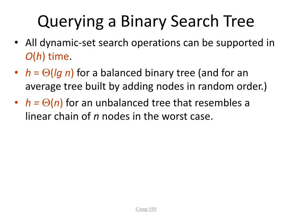 querying a binary search tree all dynamic