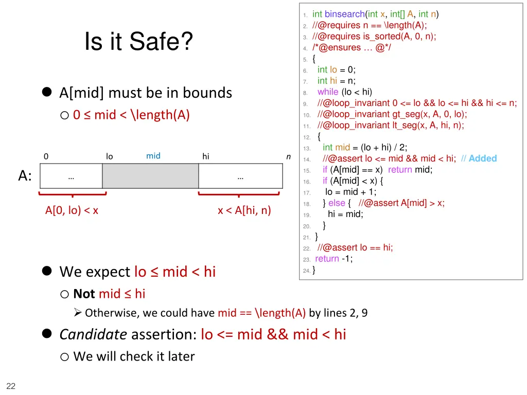 1 int binsearch int x int a int n 2 @requires