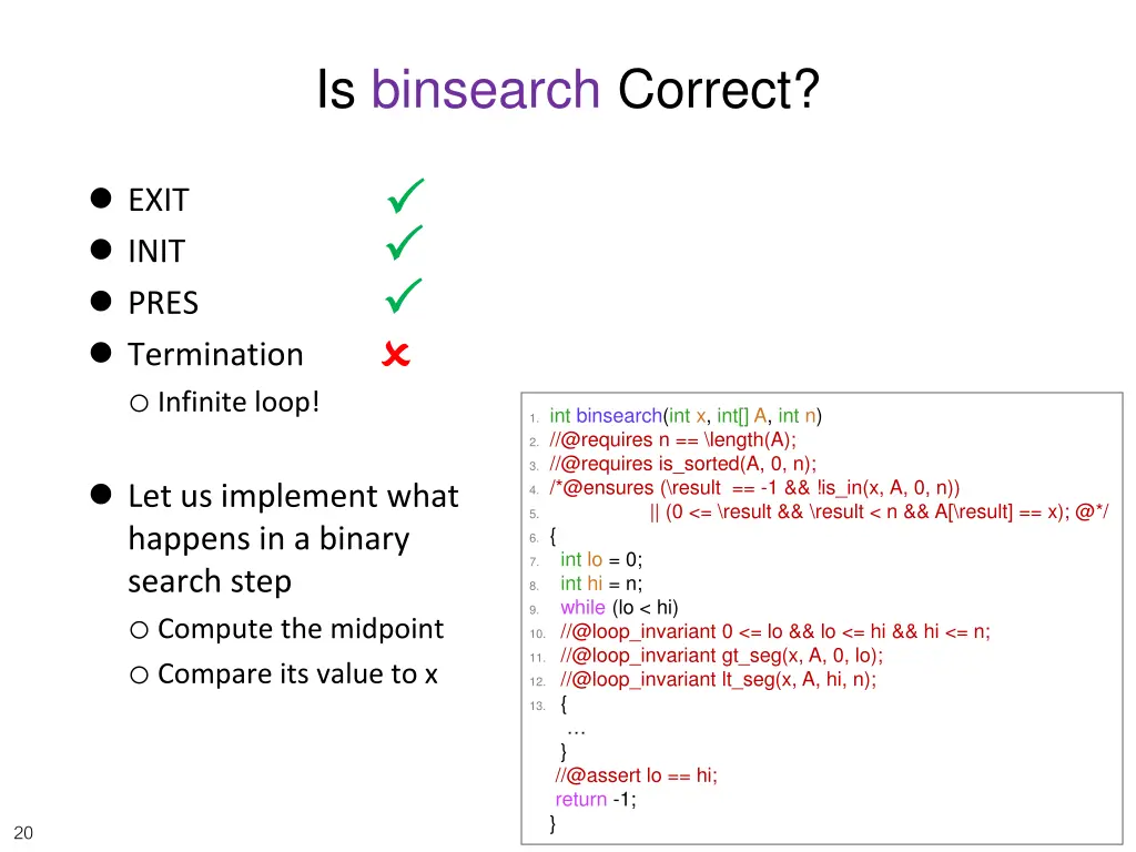 is binsearch correct