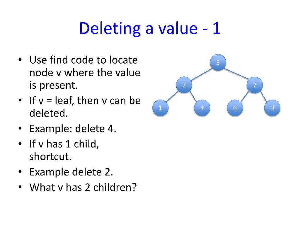 deleting a value 1