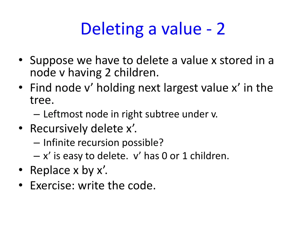 deleting a value 2