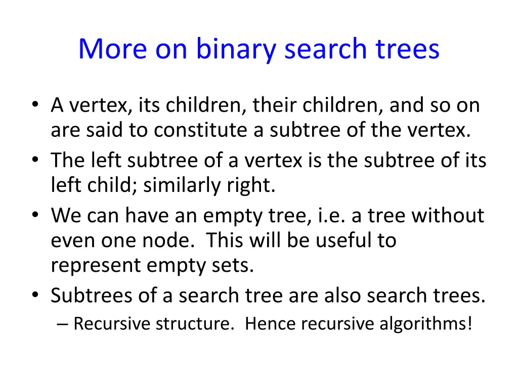 more on binary search trees
