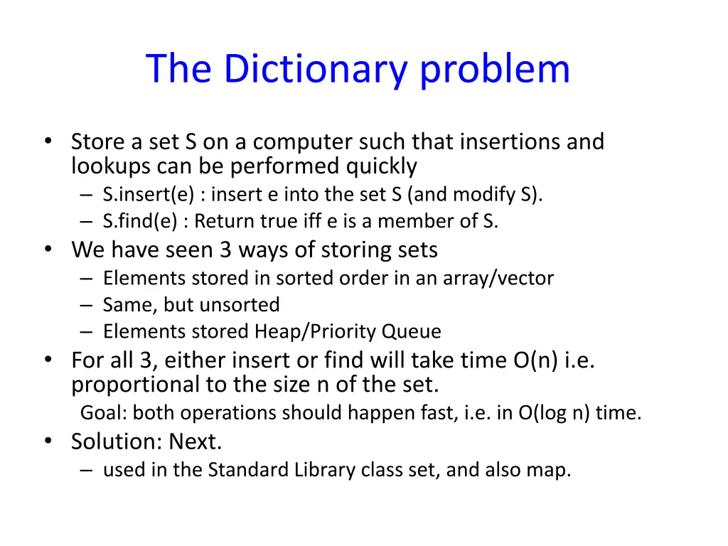 the dictionary problem