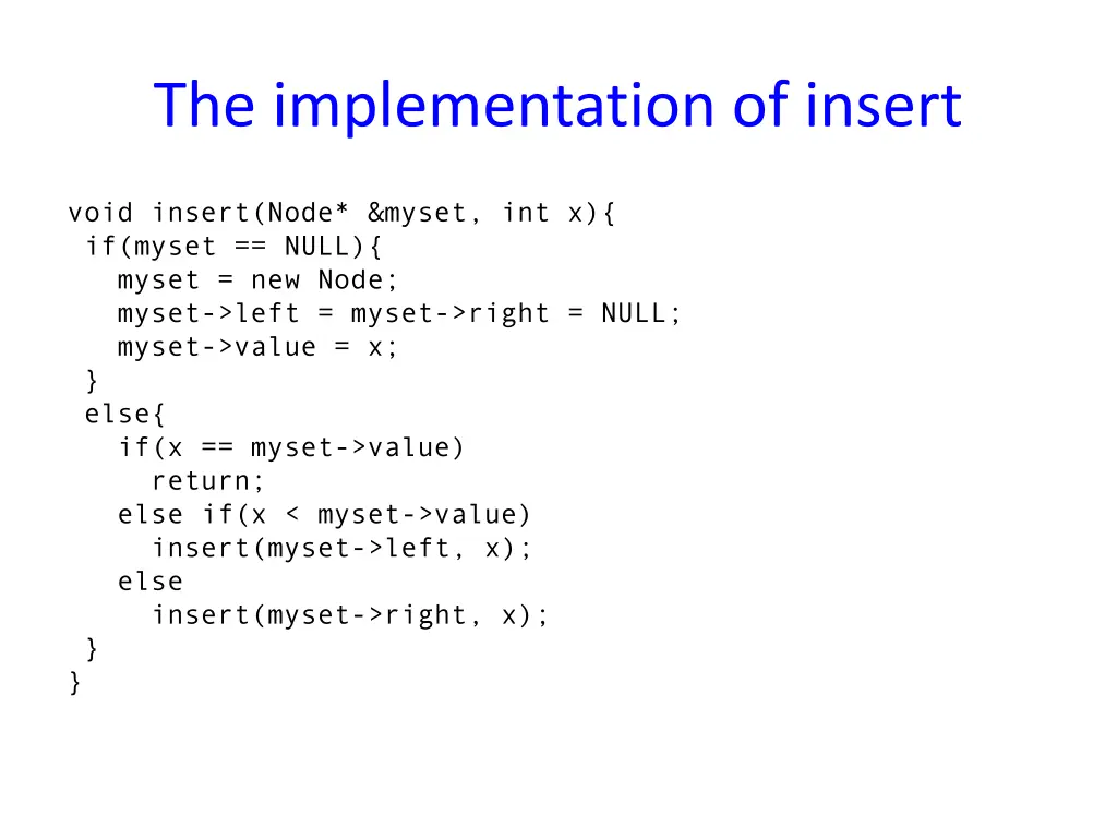 the implementation of insert