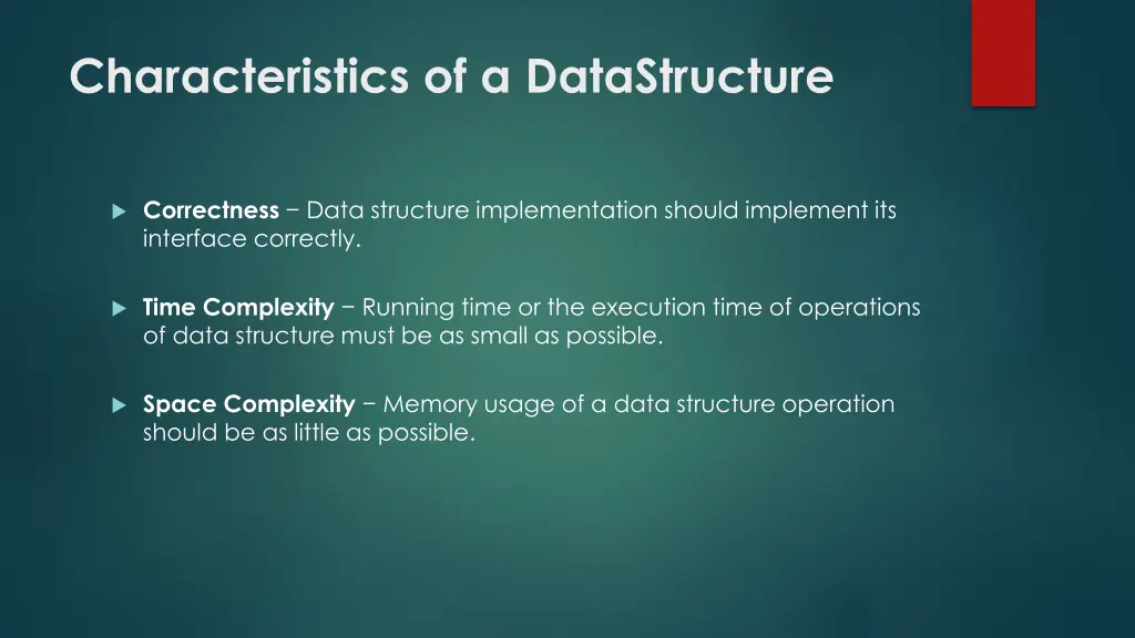 characteristics of a datastructure