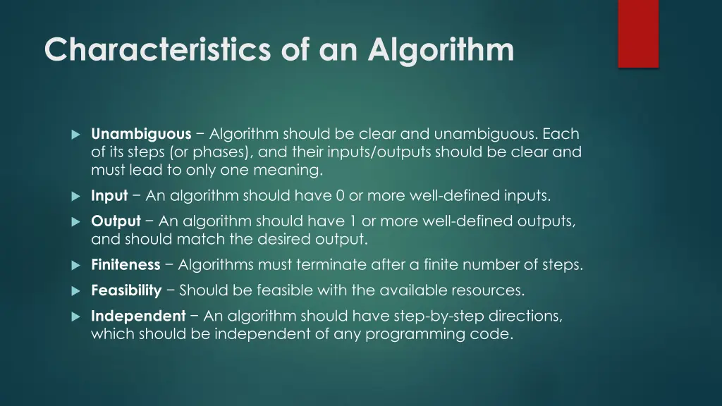 characteristics of an algorithm