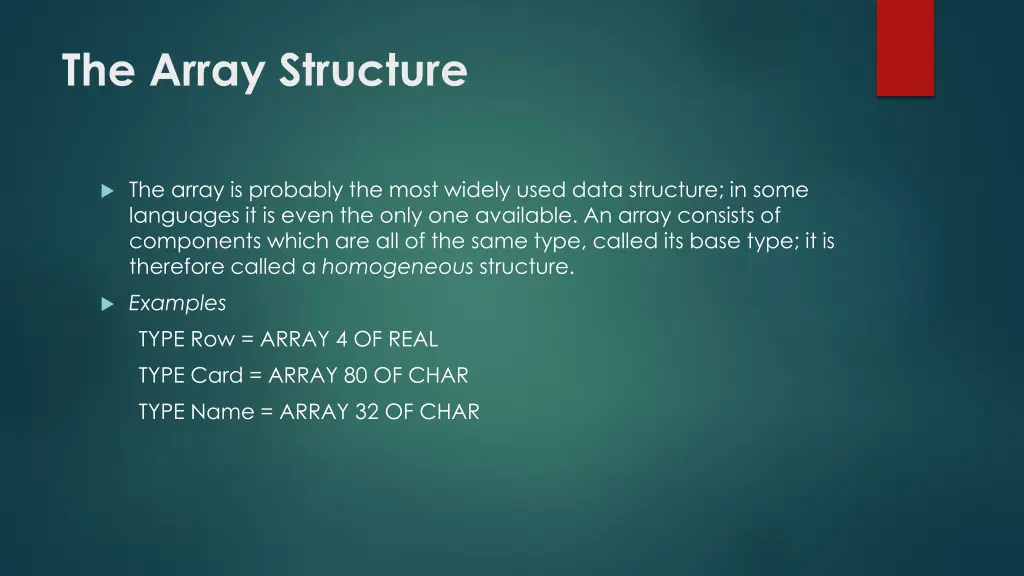the array structure