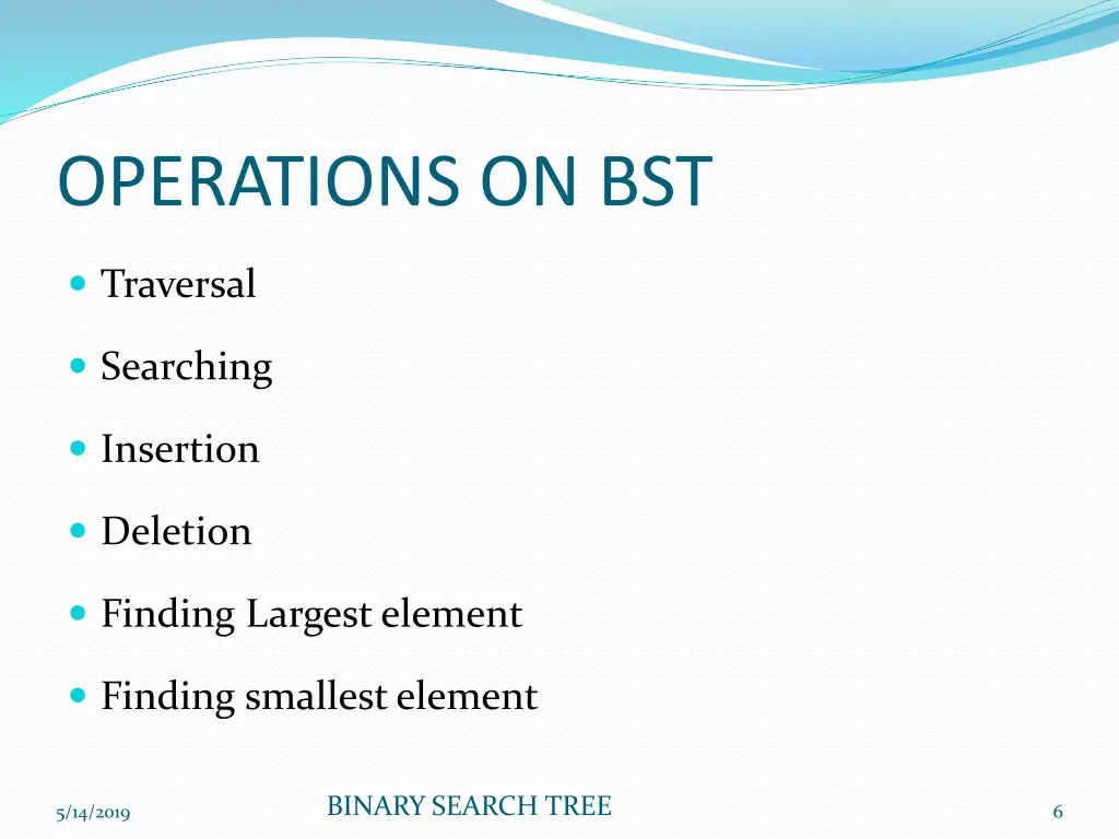 operations on bst