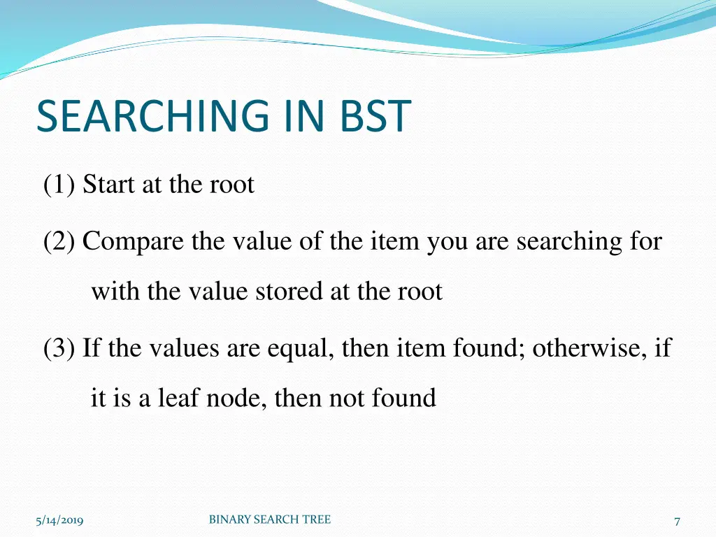 searching in bst