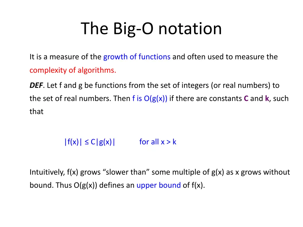 the big o notation