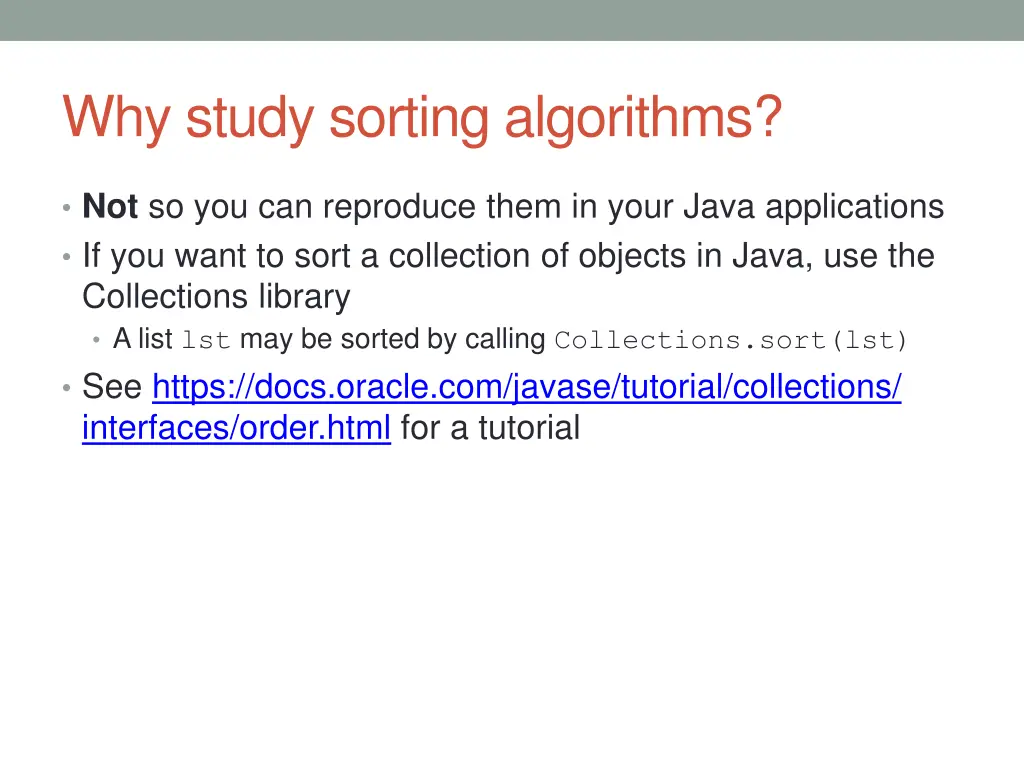 why study sorting algorithms