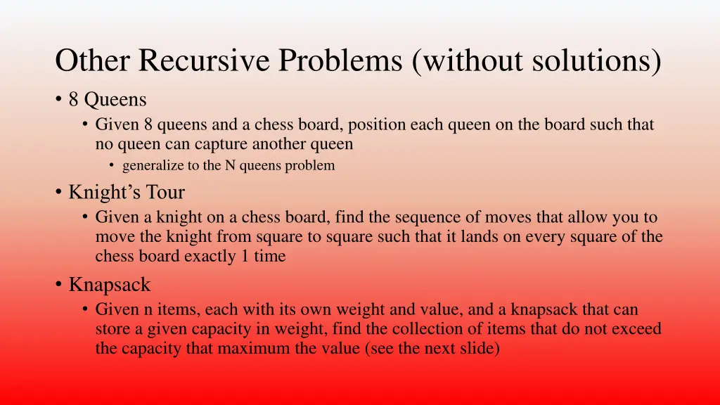 other recursive problems without solutions