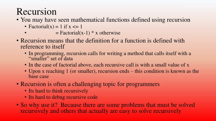 recursion you may have seen mathematical