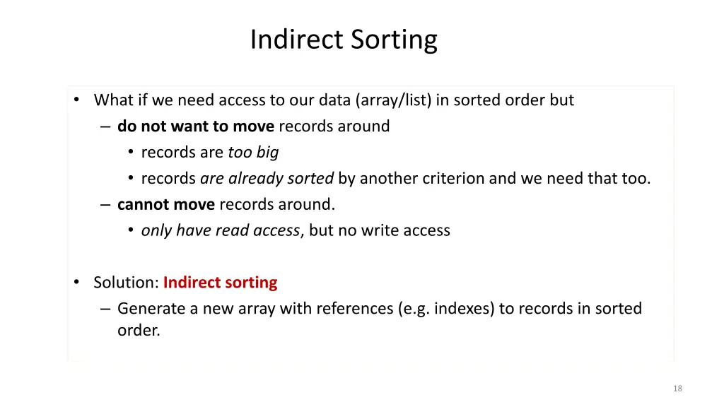 indirect sorting