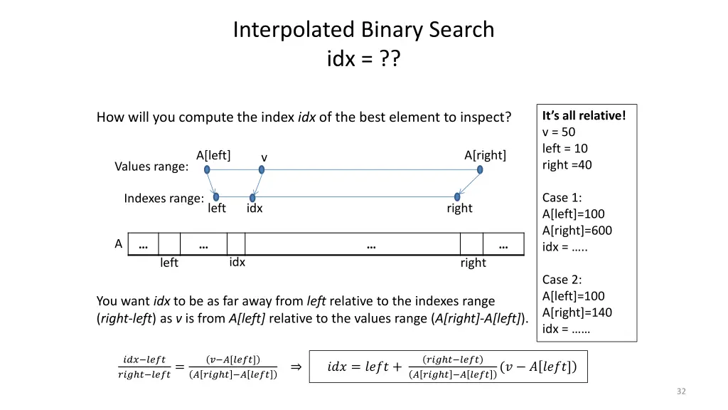 interpolated binary search idx