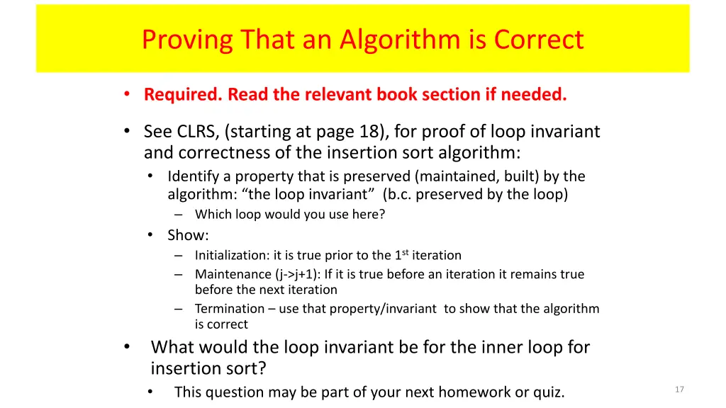 proving that an algorithm is correct
