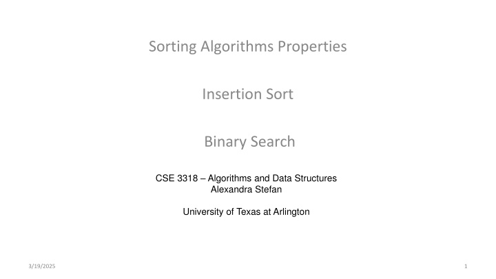 sorting algorithms properties