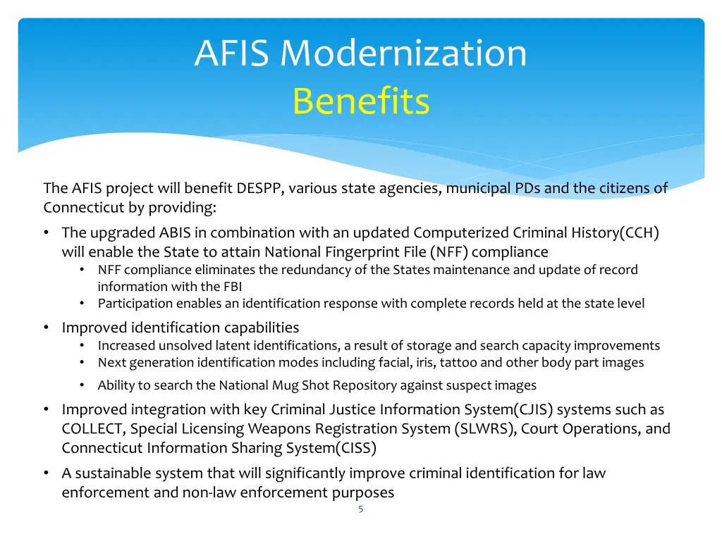 afis modernization benefits
