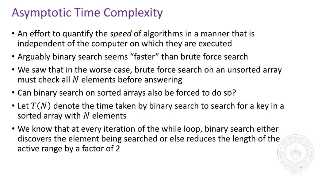 asymptotic time complexity