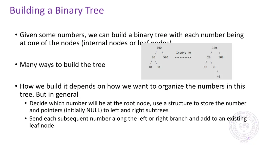 building a binary tree