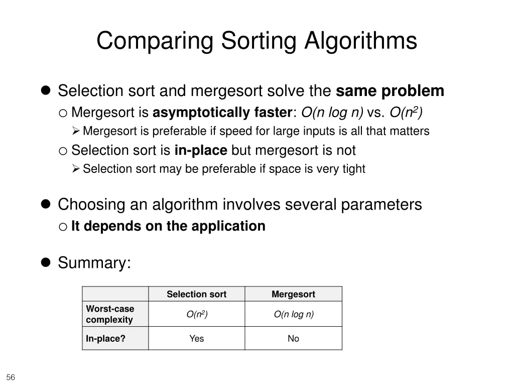 comparing sorting algorithms