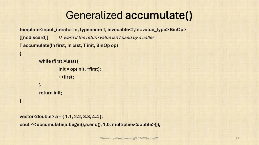 generalized accumulate accumulate