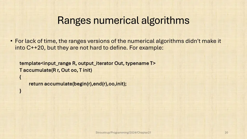 ranges numerical algorithms