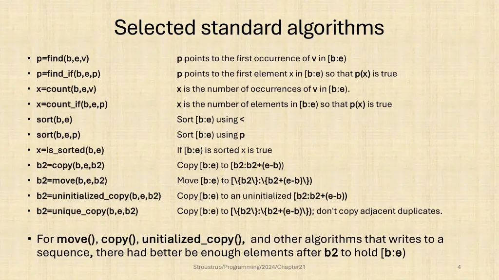selected standard algorithms