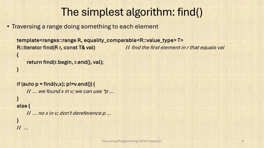 the simplest algorithm find traversing a range