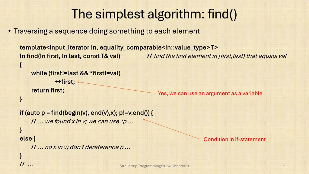 the simplest algorithm find traversing a sequence