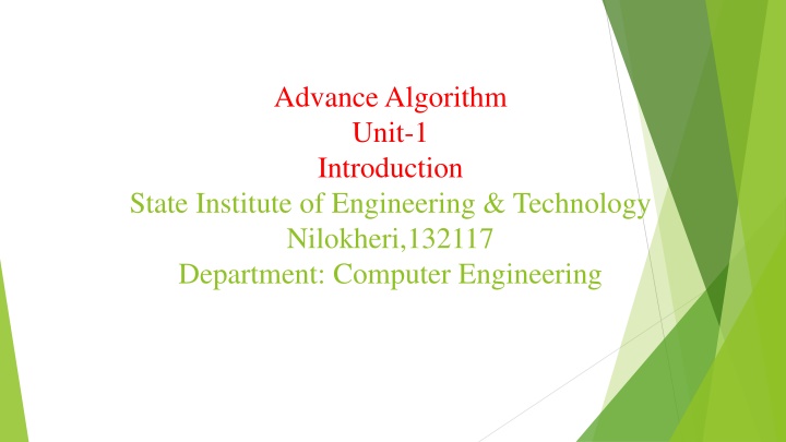 advance algorithm unit 1 introduction