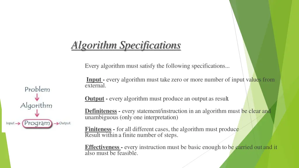 algorithm specifications