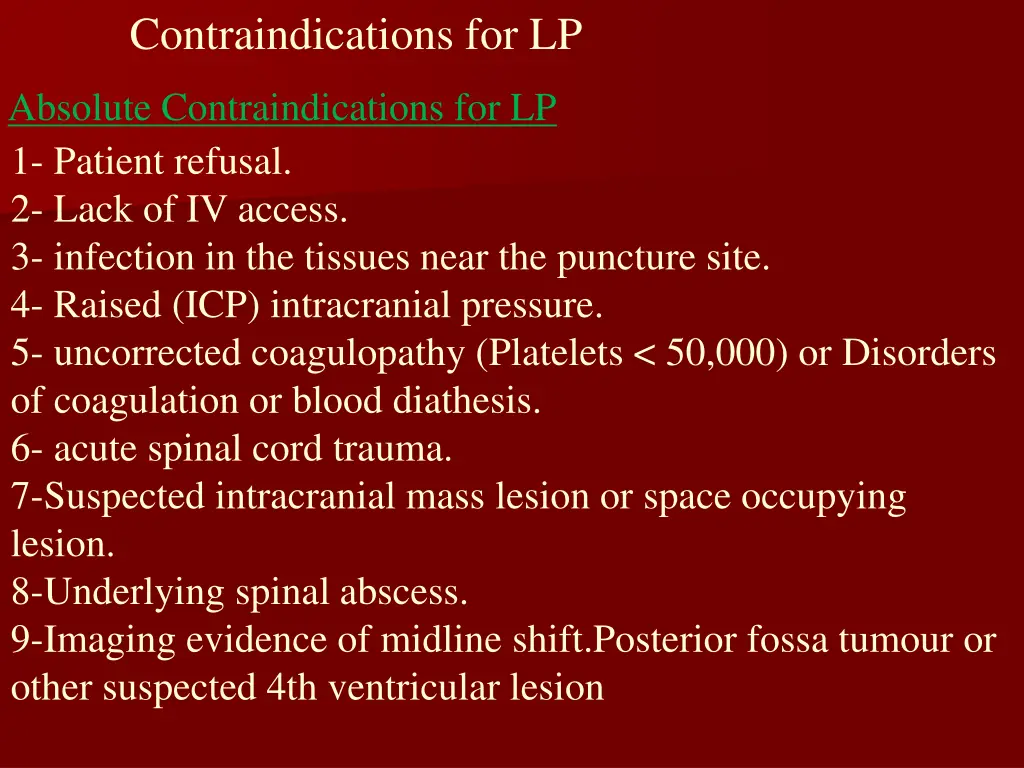 contraindications for lp absolute