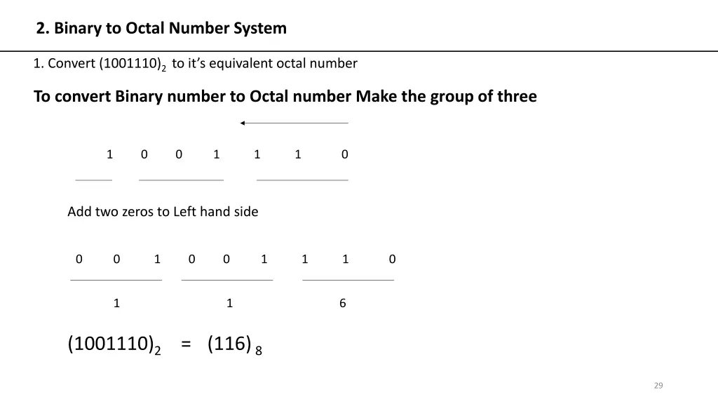 2 binary to octal number system
