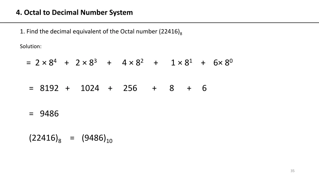4 octal to decimal number system