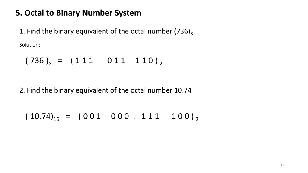 5 octal to binary number system