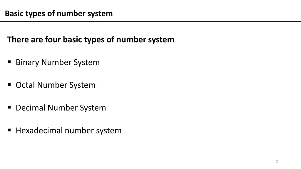 basic types of number system