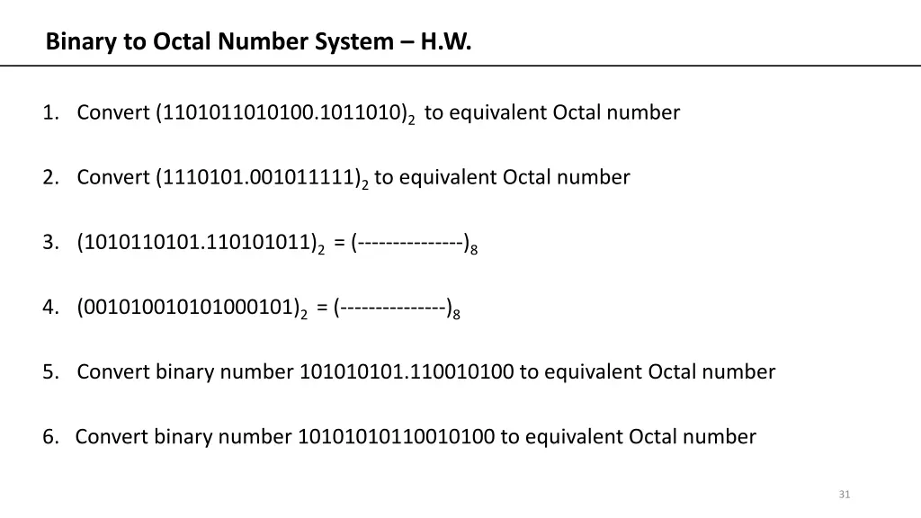 binary to octal number system h w