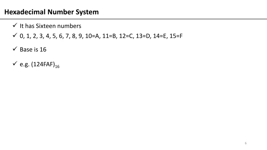 hexadecimal number system
