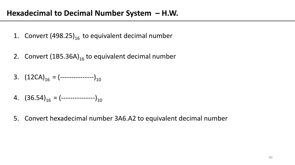 hexadecimal to decimal number system h w