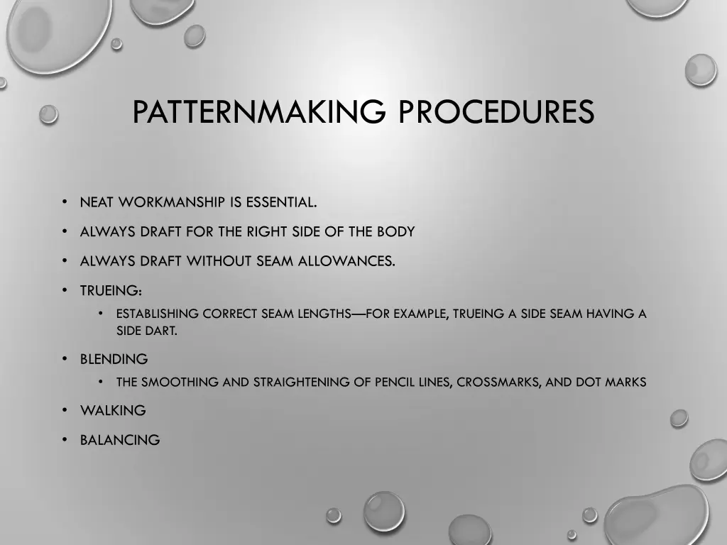 patternmaking procedures
