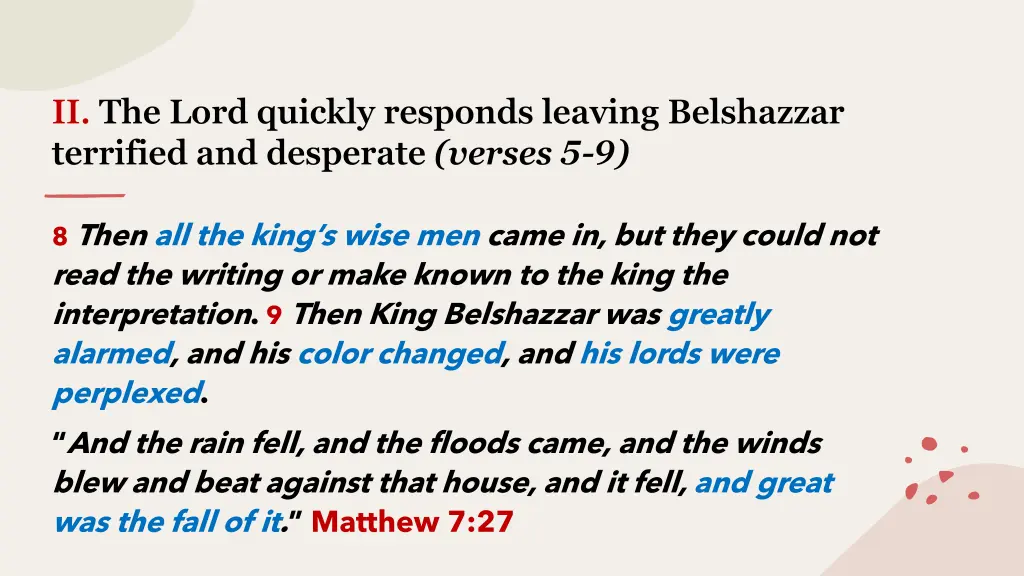 ii the lord quickly responds leaving belshazzar 2